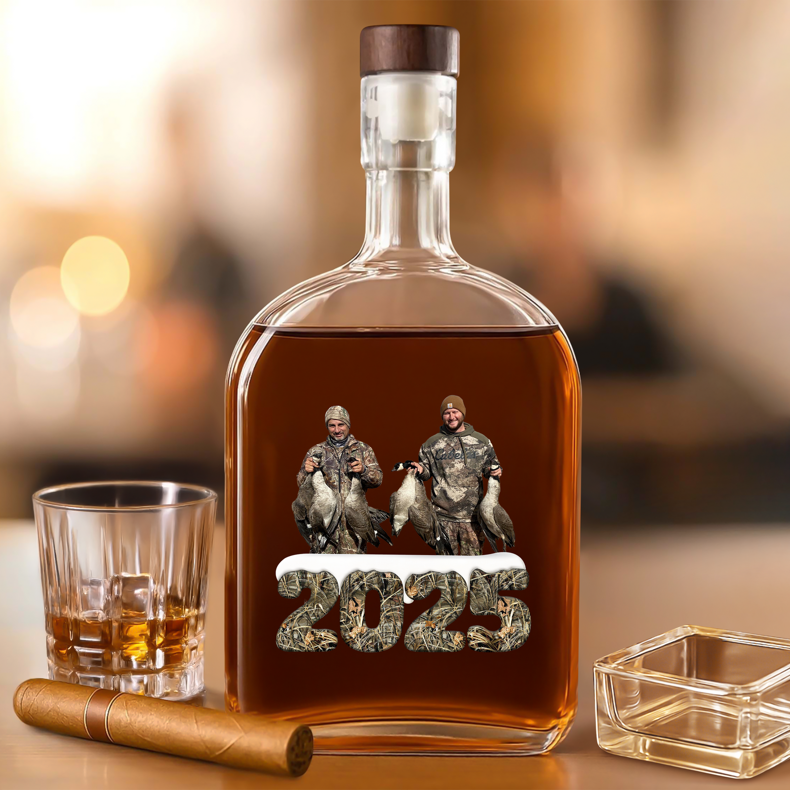 Custom Photo Whiskey Bottle Christmas Gifts For Duck Hunting HA75 898370