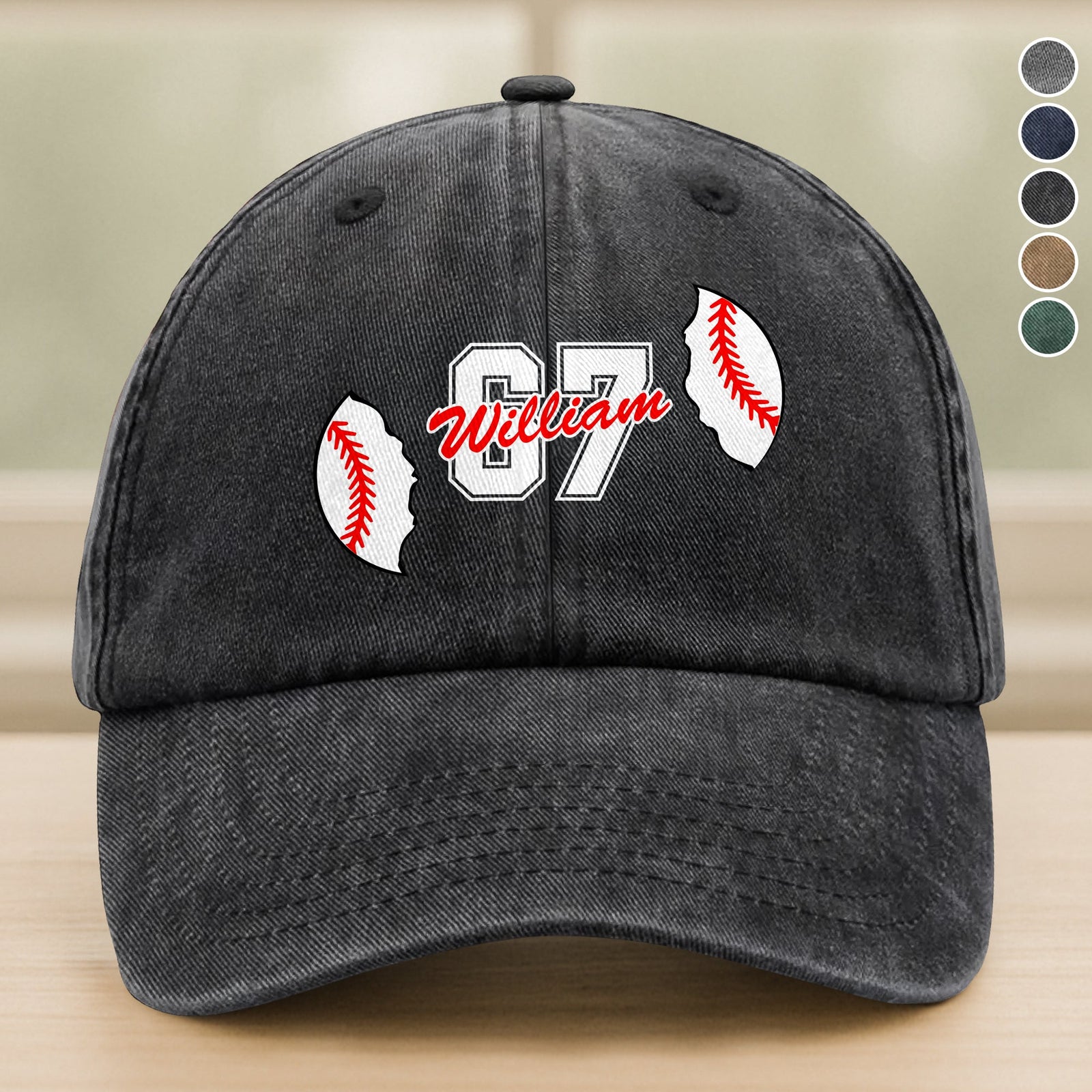 Personalised Cracked Ball Sports Classic Peak Washed Baseball Denim Cap LM32 893979