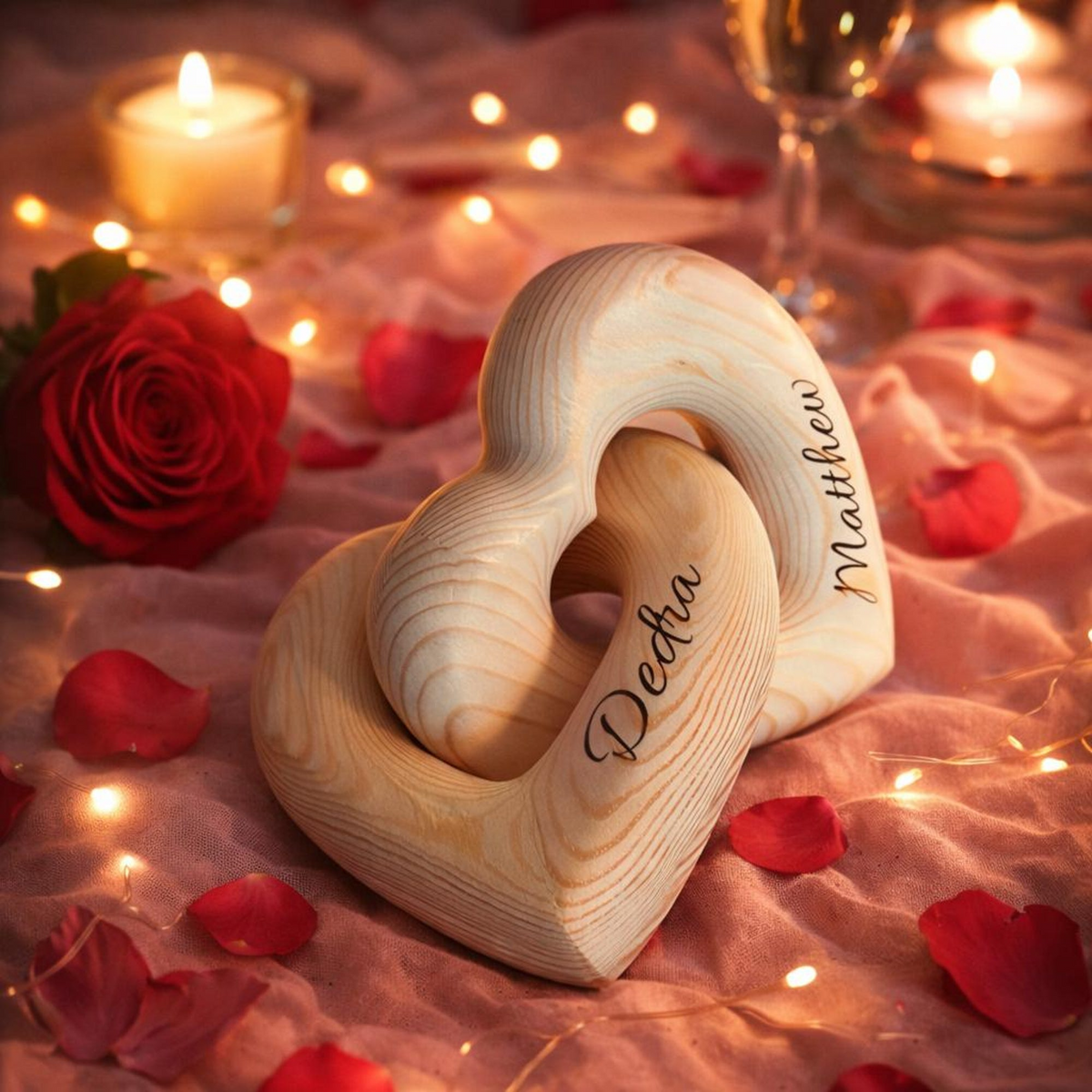 Personalized Names Infinity Heart Sculpture - Romantic Couple Keepsake, Anniversary Present for Him Her HO82 901356