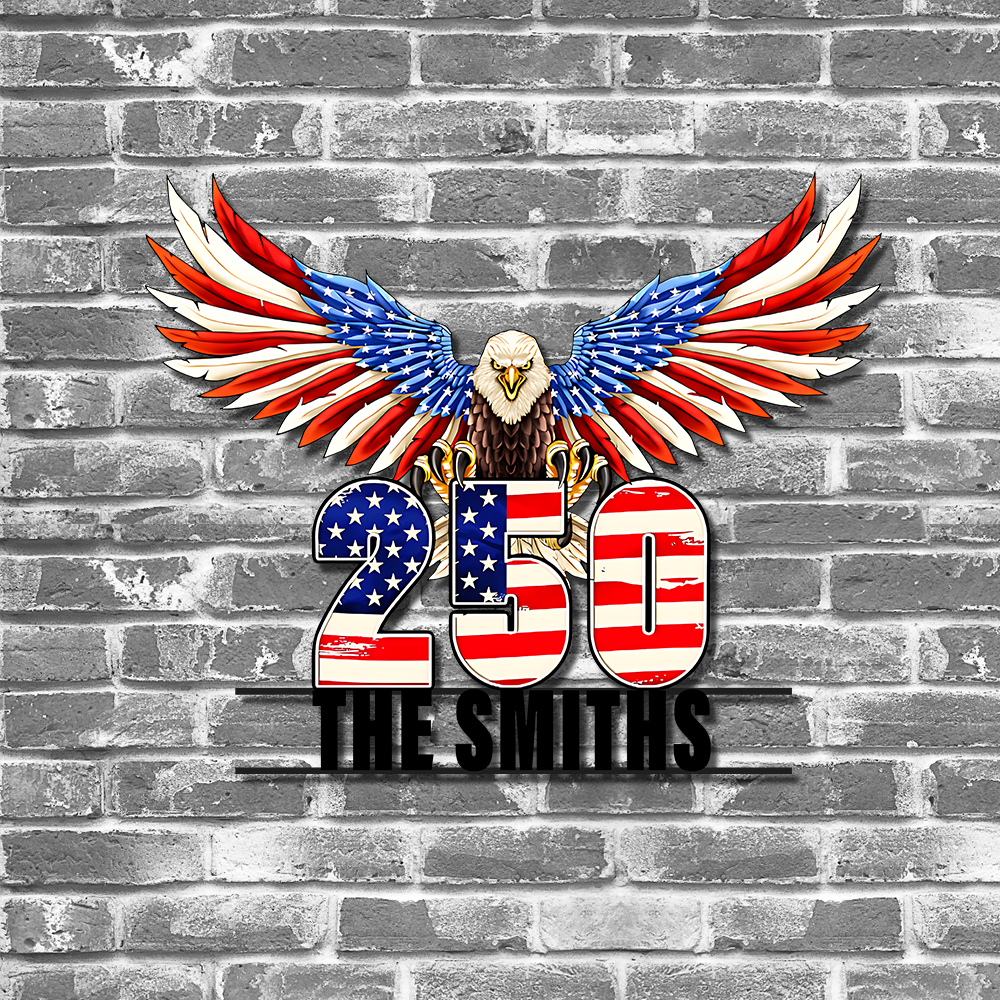 Custom Family Name 250th Anniversary Patriotic Eagle Monogram Metal Sign HA75 920514