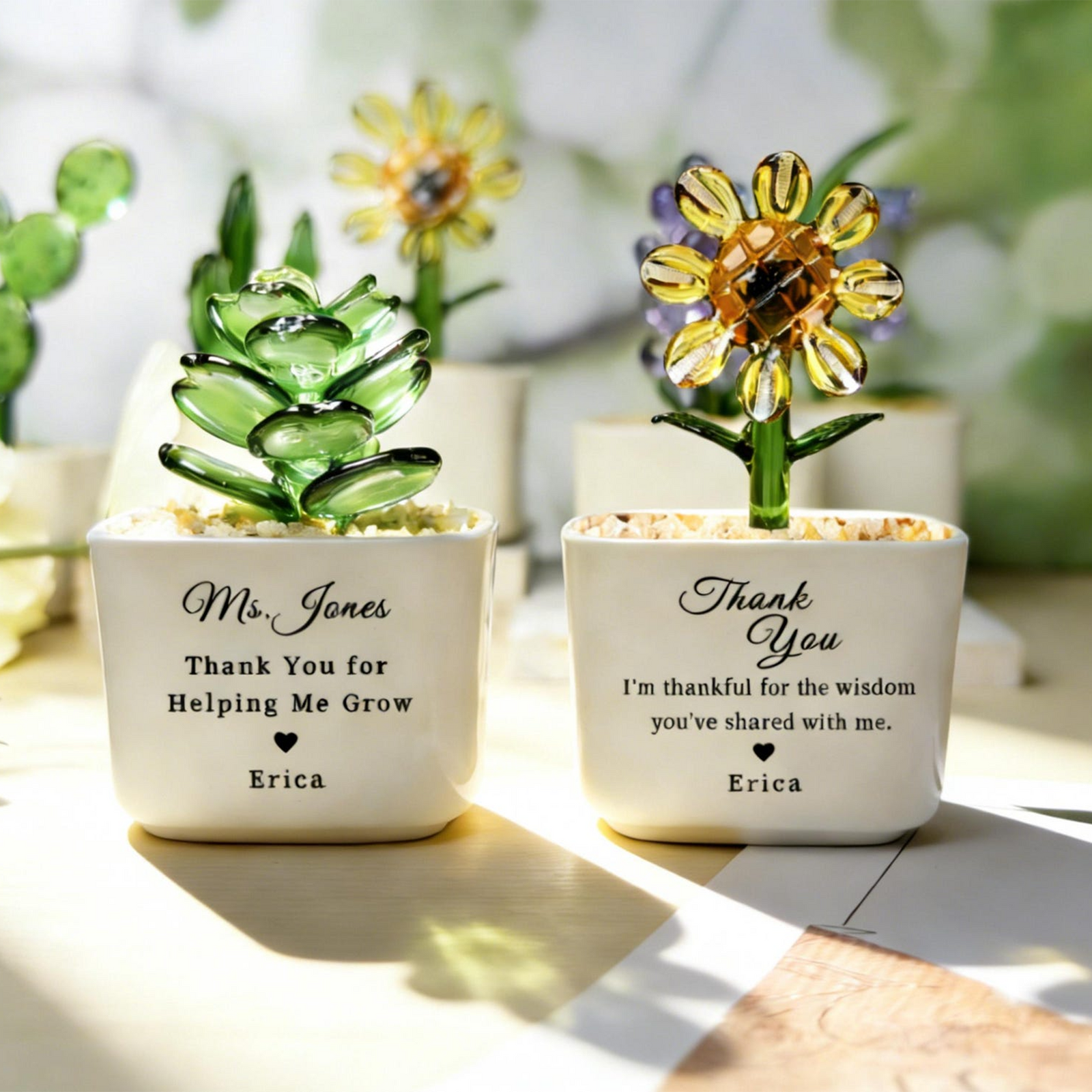 Personalized Thank You for Helping Me Grow Tulip Glass Flower Pot - Teacher Appreciation, Succulent Cactus Figurine, Valentine's Day HO82 901432