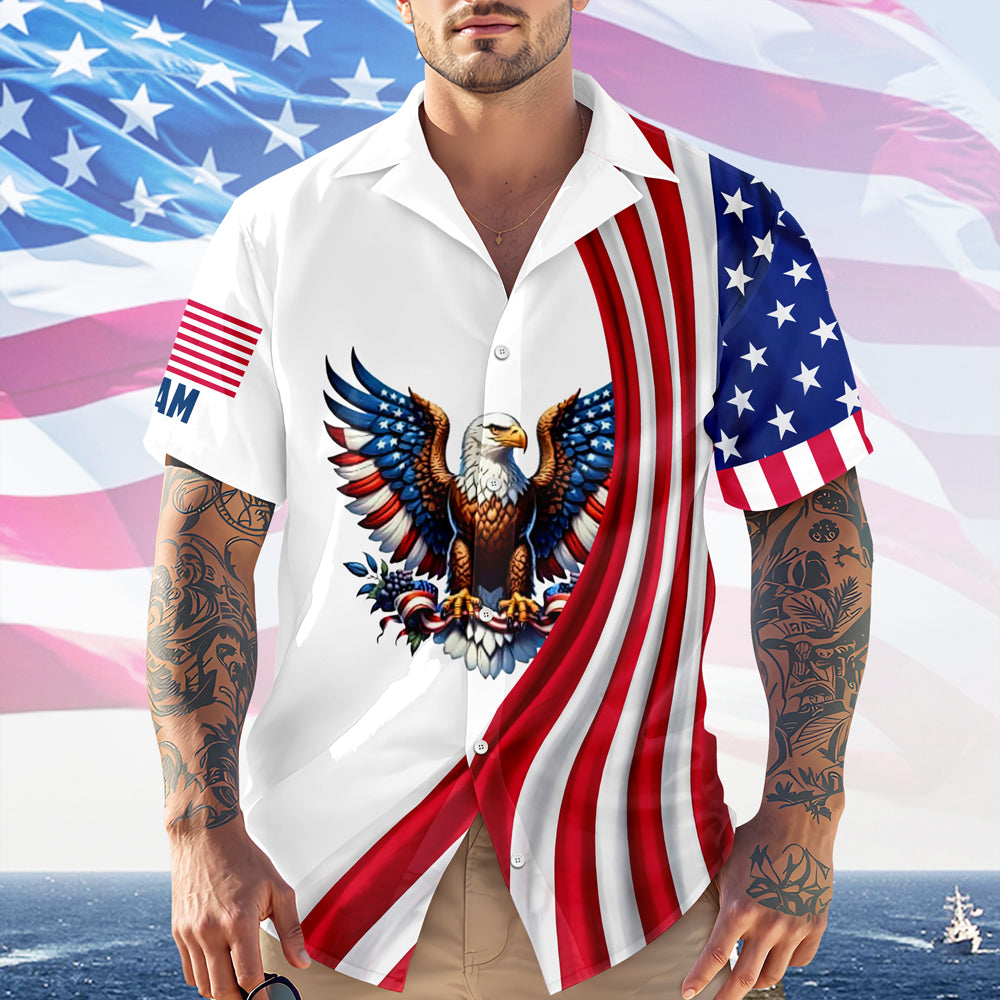 Personalized Patriotic 250th Anniversary God Bless America Eagle 1776–2026 Hawaiian Shirt HO82 901140
