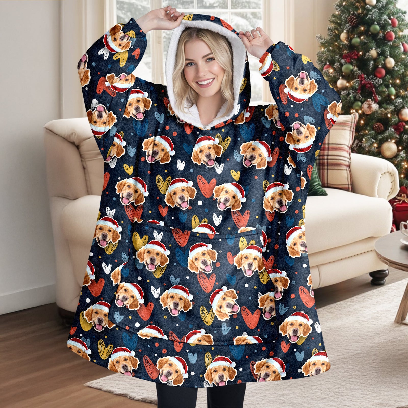 Custom Face Photo Dog Cat Hoodie Blanket  For Dog Cat Lovers HA75 898282