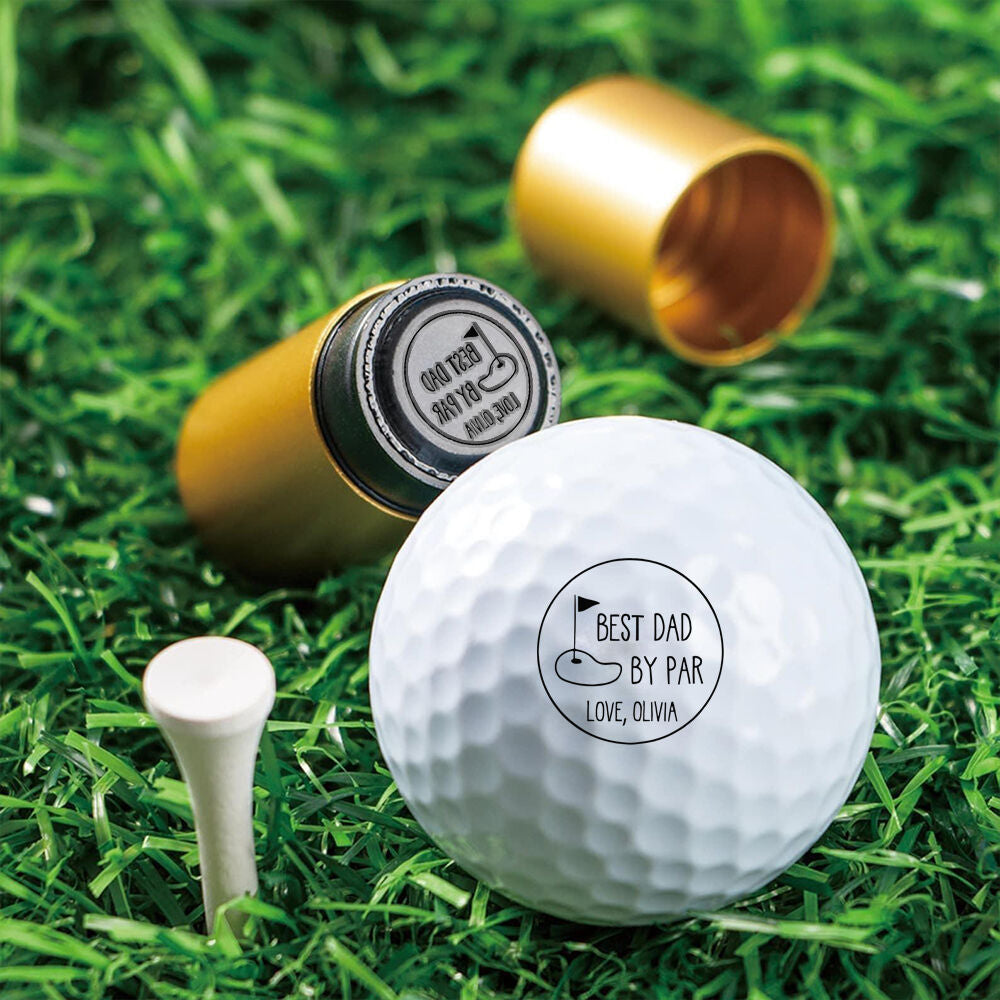 Custom Name Best Dad By Par Golf Ball Stamp Box, Gift For Father, Daddy LM32 897547