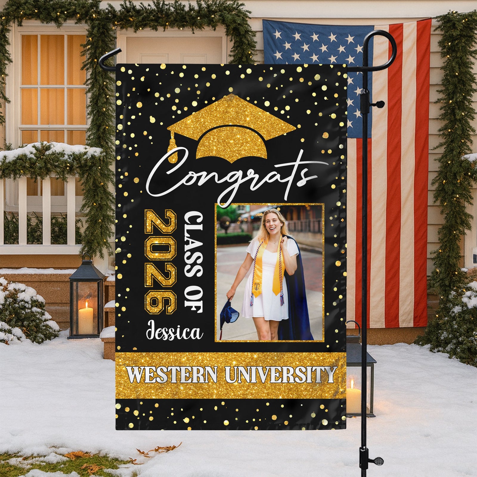 Custom Photo Class of 2026 Congratulations Graduation Garden Flag HO82 901708