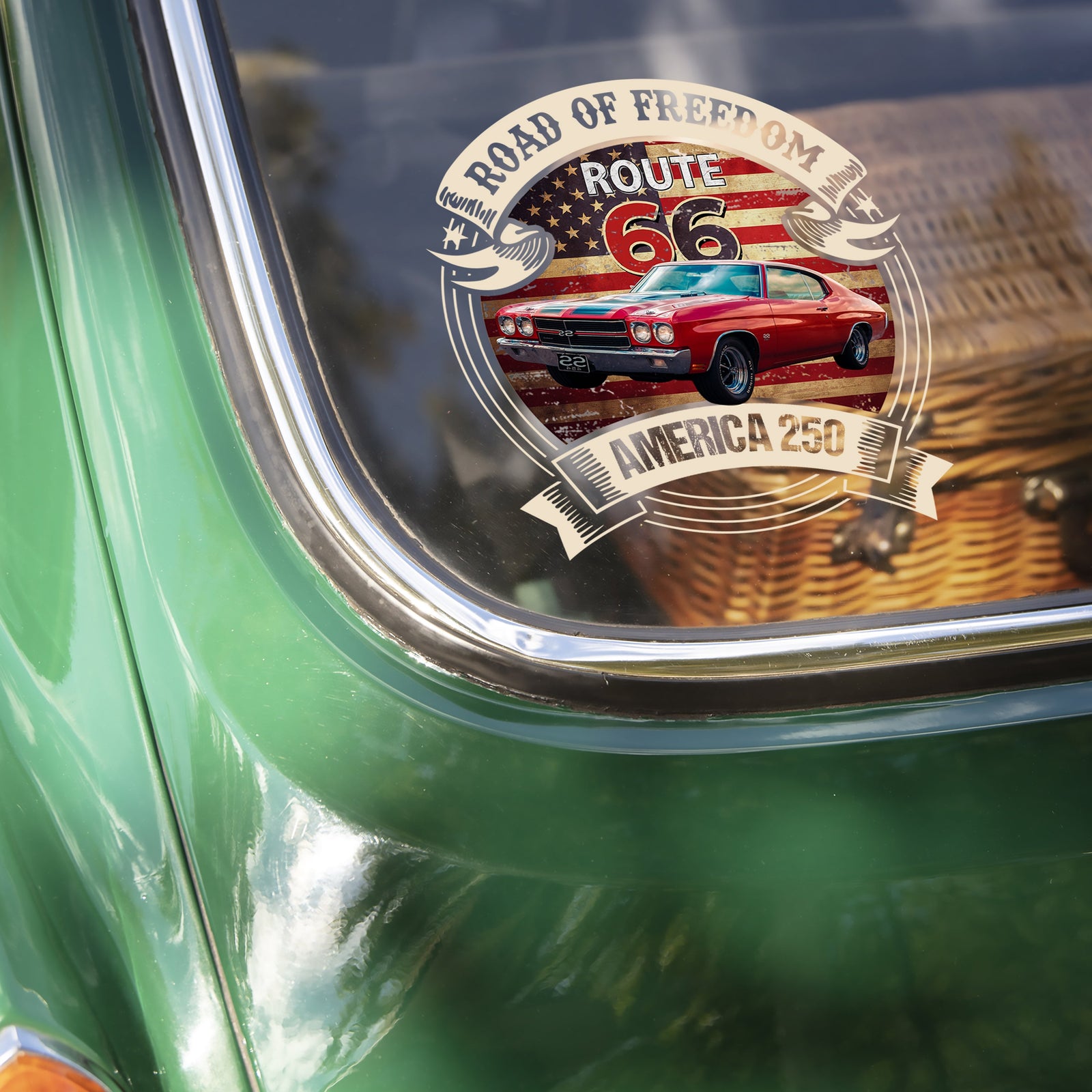 Custom Car  Photo Route 66 Road Of Freedom American 250 Car Window Decal Sticker TH10 898501