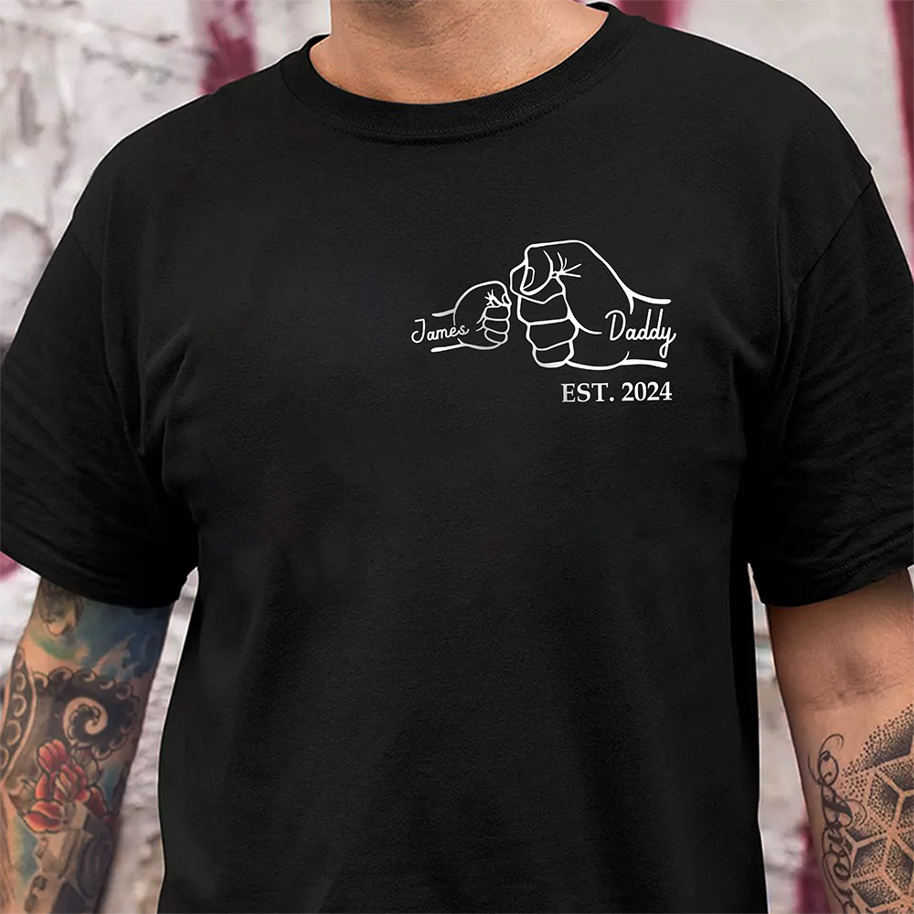 Personalized Kids Hand Dark Shirt for Dad, Father’s Day Gift LM32 899643