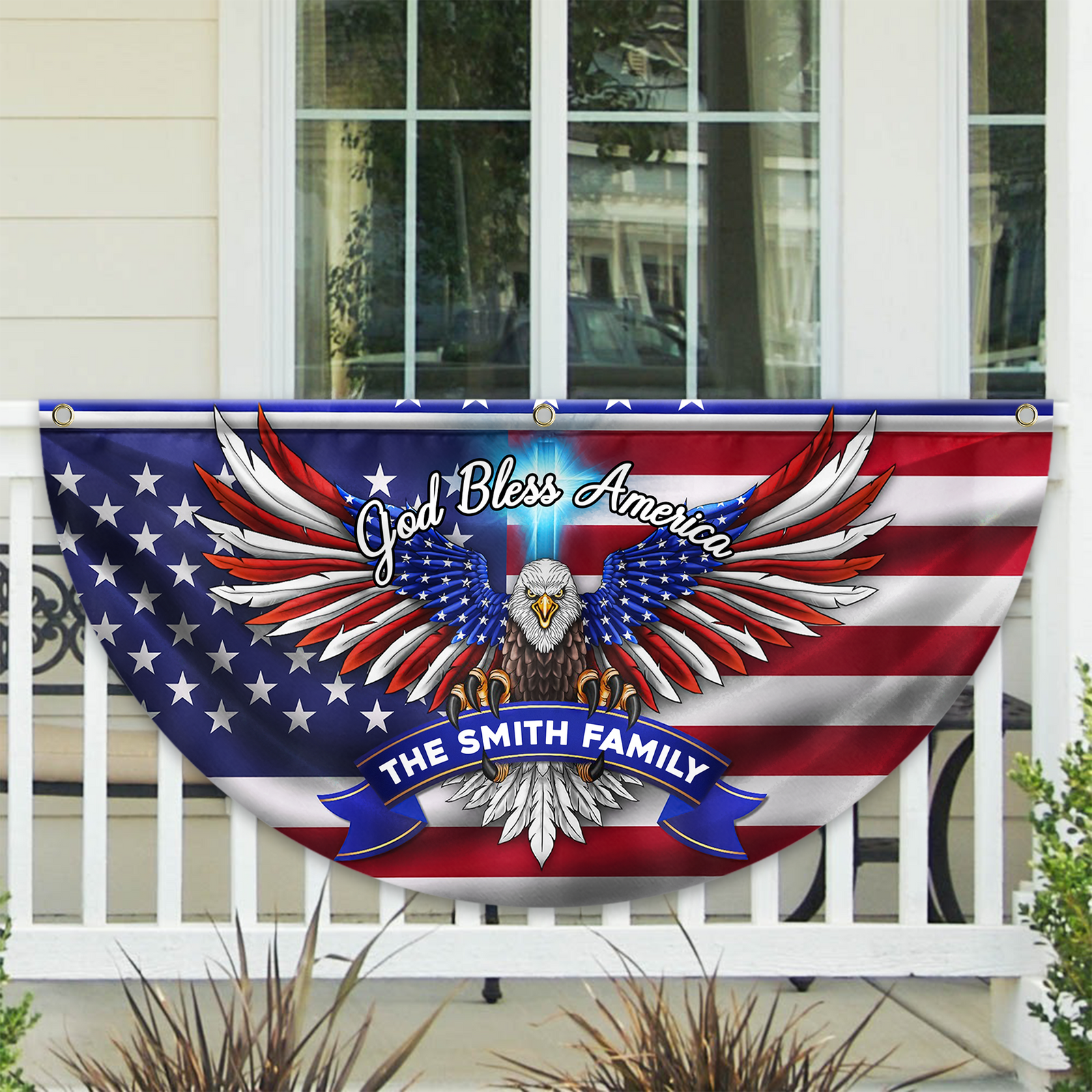 Custom Family Name Faith, Family & Freedom America 250 Years Non-Pleated Fan Flag HA75 898786