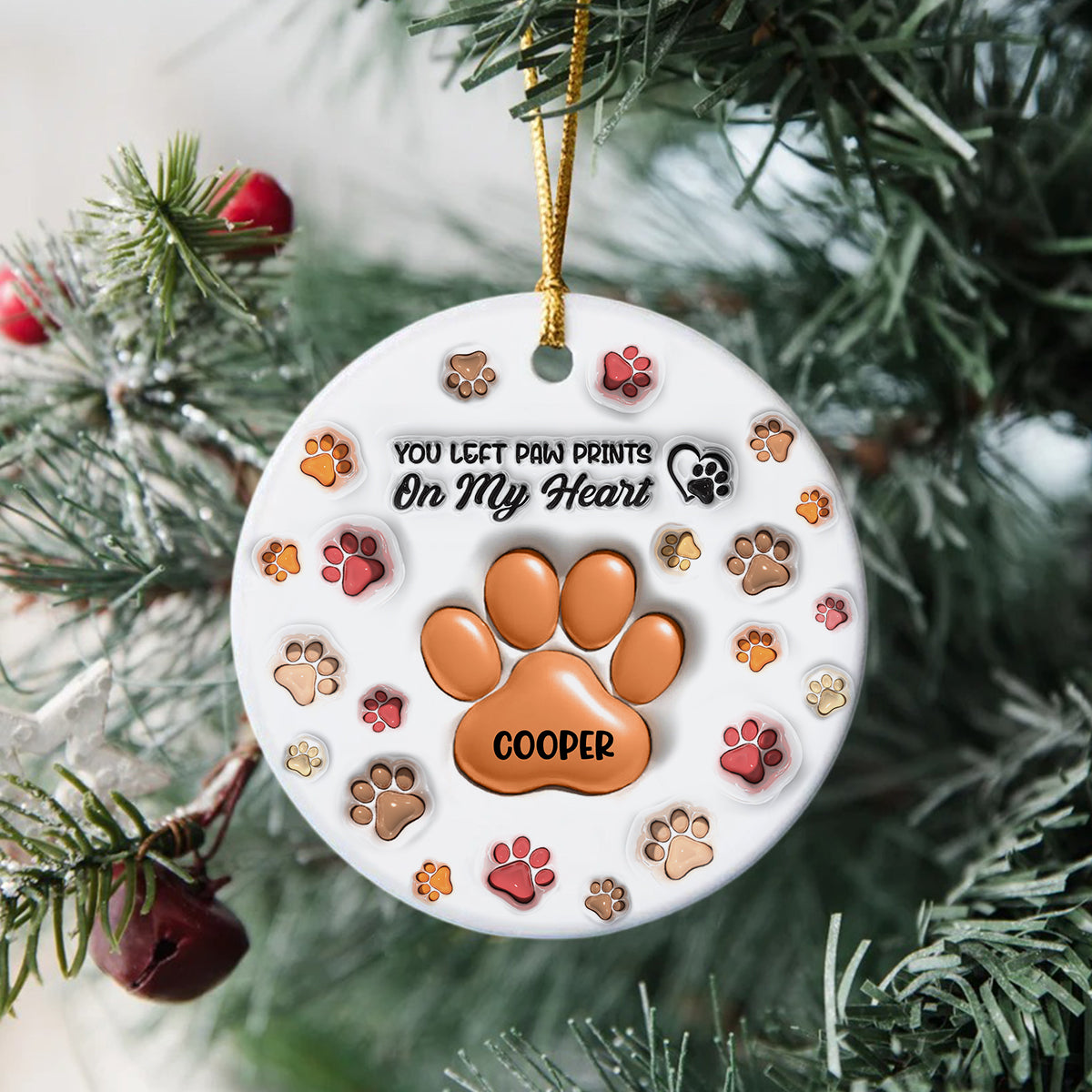 You Left Paw Prints On My Heart 3D Inflated Effect Ceramic Ornament Personalized Gift For Dog Lover HO82 894582