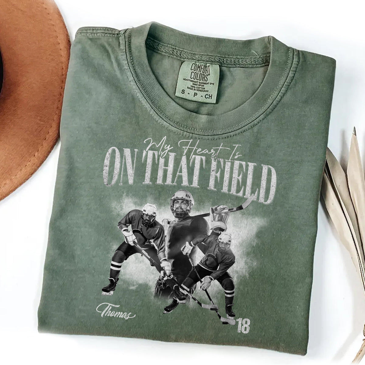 Custom Photo My Heart Is On That Field Retro Vintage Portrait Comfort Shirt CH07 910388