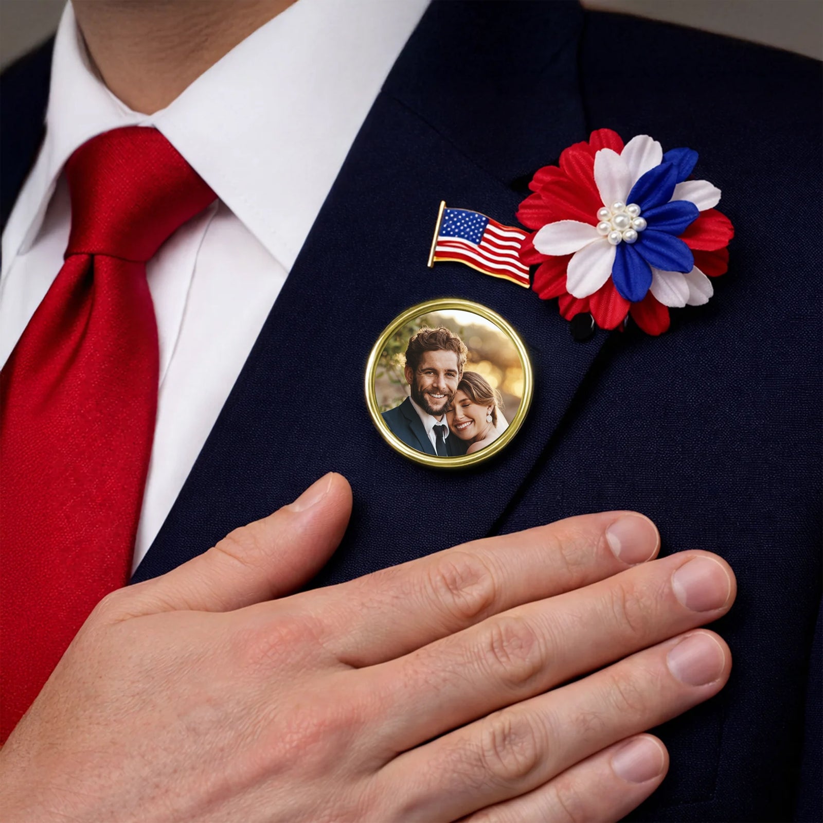 Custom Photo In Loving Memory Wedding Memorial Lapel Pin - Gift for Wedding Day, Groom Gifts HO82 901862