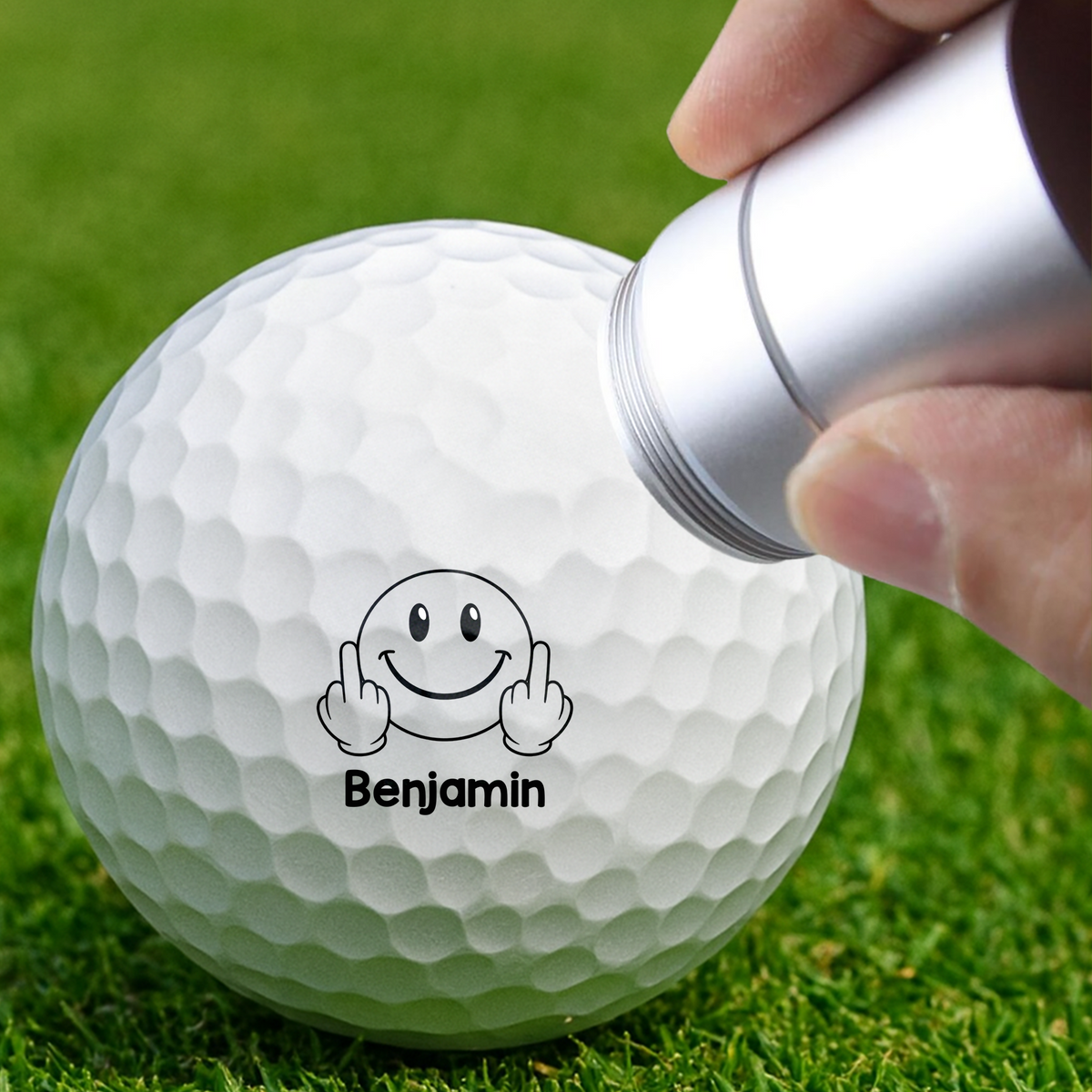 Custom Name Middle Finger Personalized Golf Ball Stamp Box, Meme Fun Gift HA75 898746