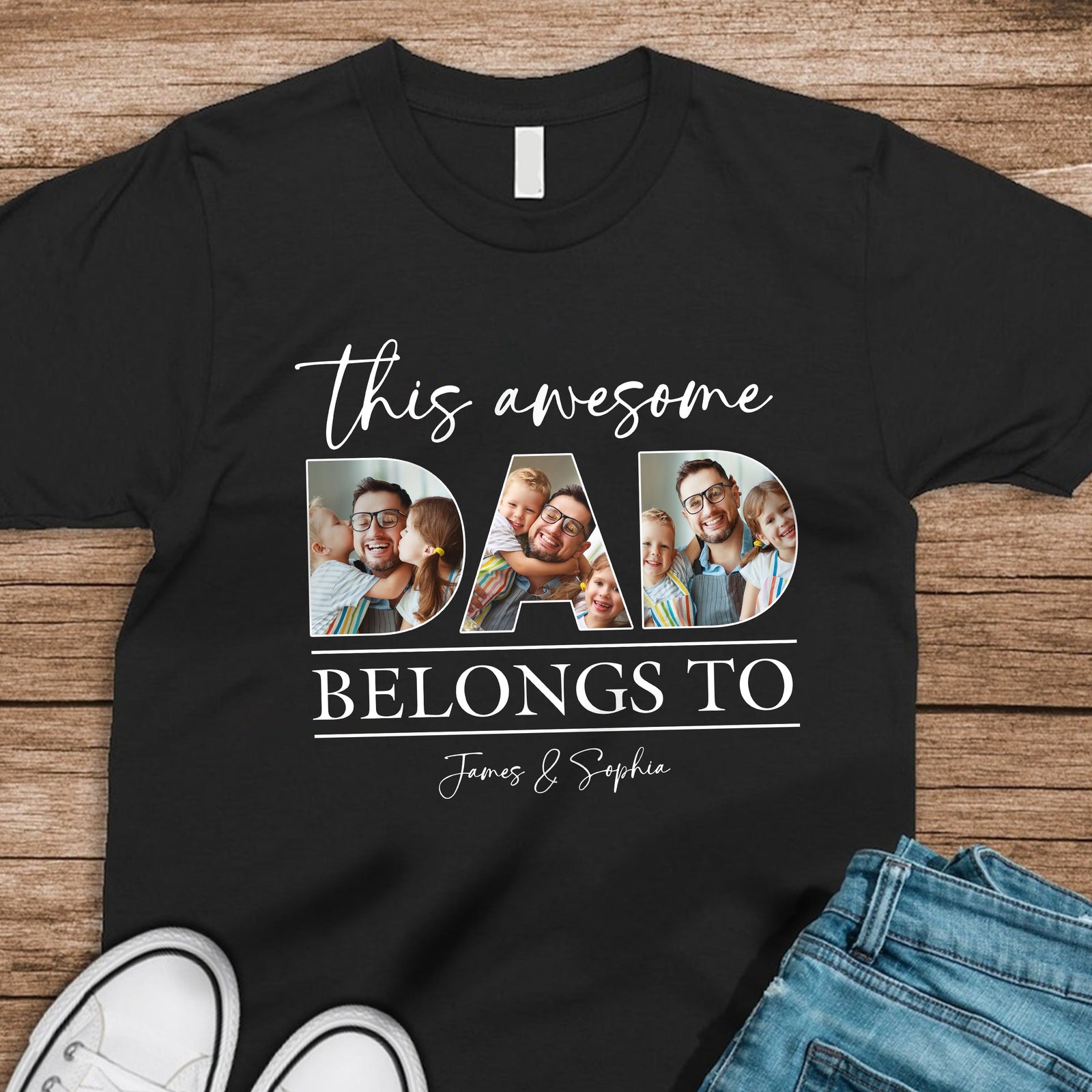 Custom Photo This Awesome Dad Belongs To Dark Shirt For Father's Day LM32 893633