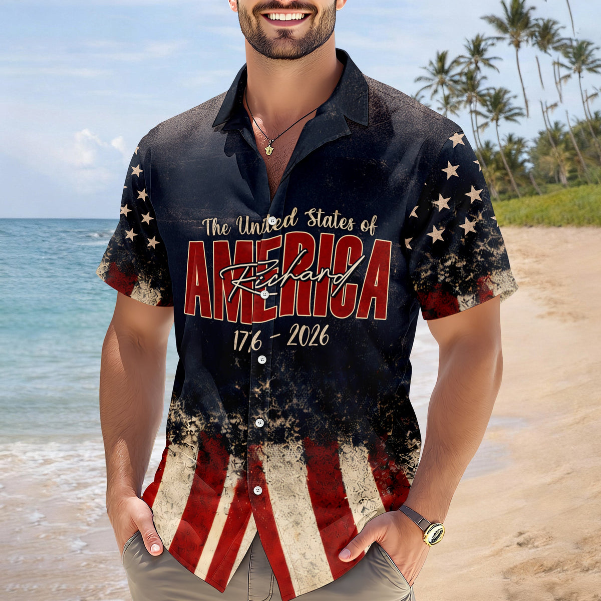 Custom Name God Bless America Eagle 1776–2026 Patriotic Hawaii Shirt LM32 899009