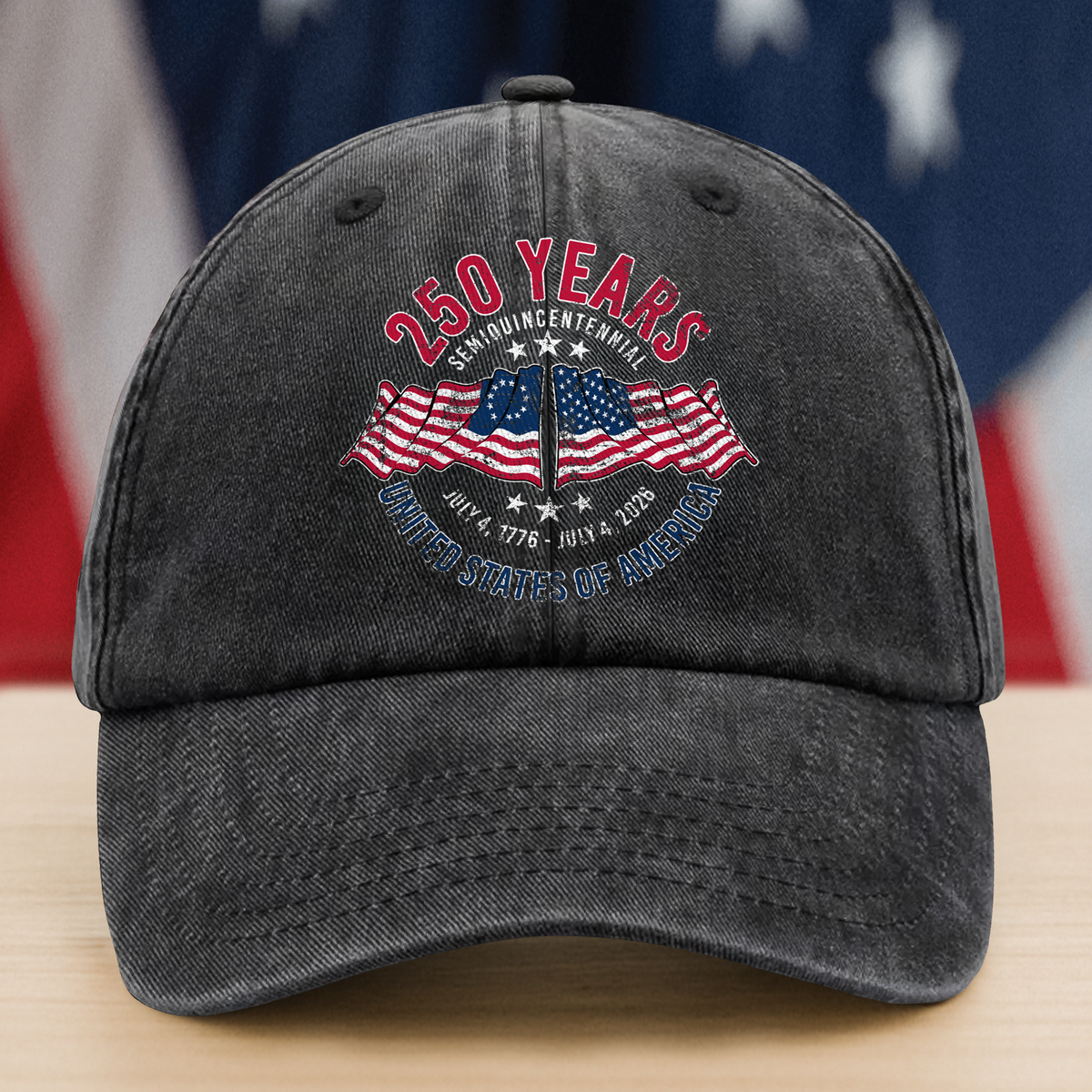 American 250 Years Semiquincentennial – Patriotic Gift 2026 Washed Denim Baseball Cap LM32 895263