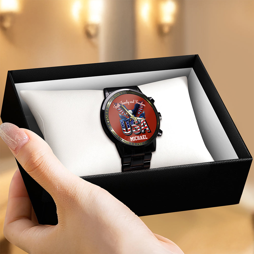 Custom Name Faith, Family & Freedom America 250 Years Men's Wrist Watch HO82 901644