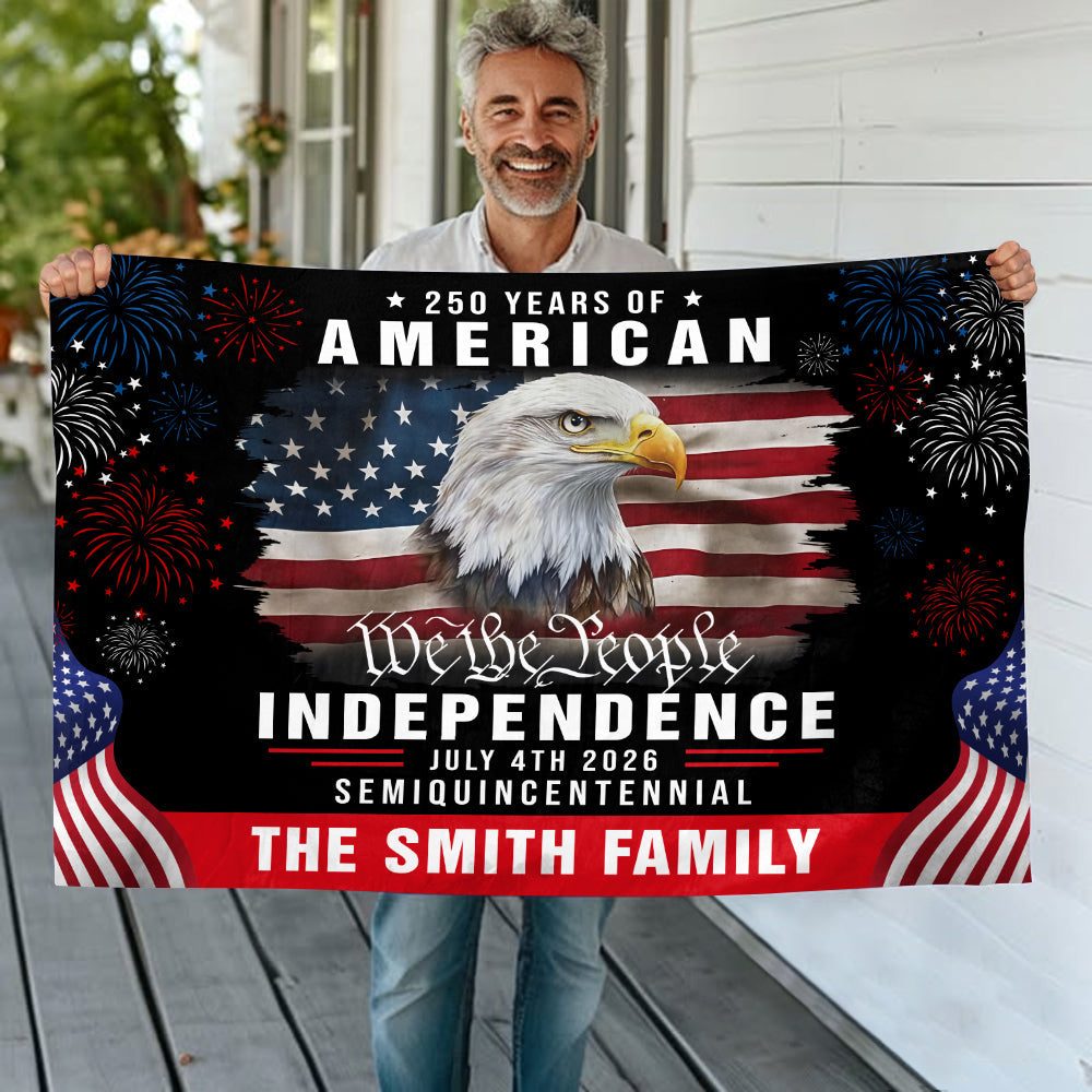 Custom Family Name America 250th Anniversary We The People Eagle House Flag CH07 899078