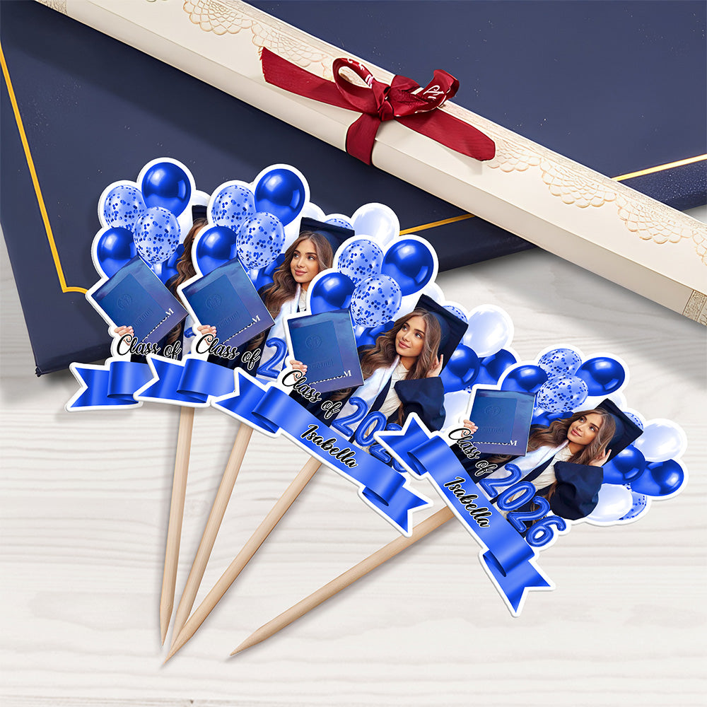 Custom Photo Graduation Cupcake Topper Class Of 2026 – Personalized Party Decoration CH07 910260