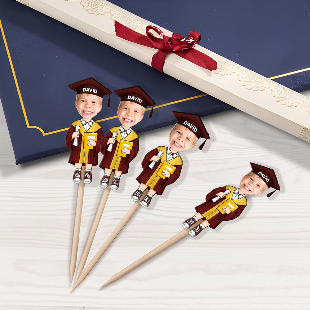 Custom Funny Face Kid Class of 2025 Graduation Decoration Cupcake Toppers HA75 892122