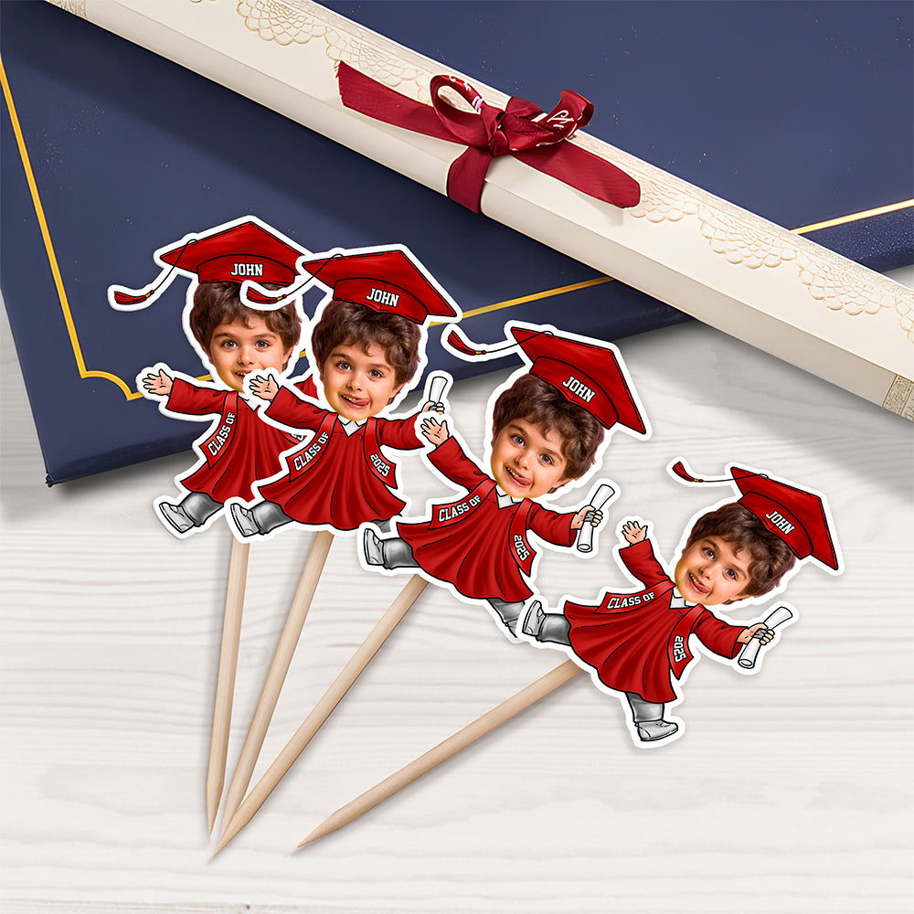 Custom Kids Face Class of 2026 Graduation Decoration Funny Cupcake Toppers LM32 893289