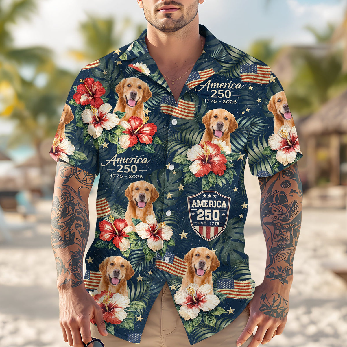 Custom Dog Photo America 250 Years Hawaii Shirt TH10 898581