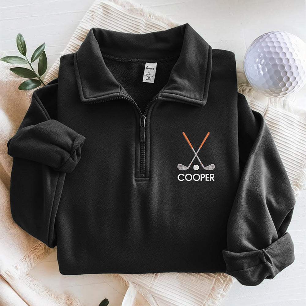 Personalized Name Embroidered Golf Quarter Zip Sweater, Unique Golf Enthusiast Gift, Golfers and Coaches Gift HO82 900730
