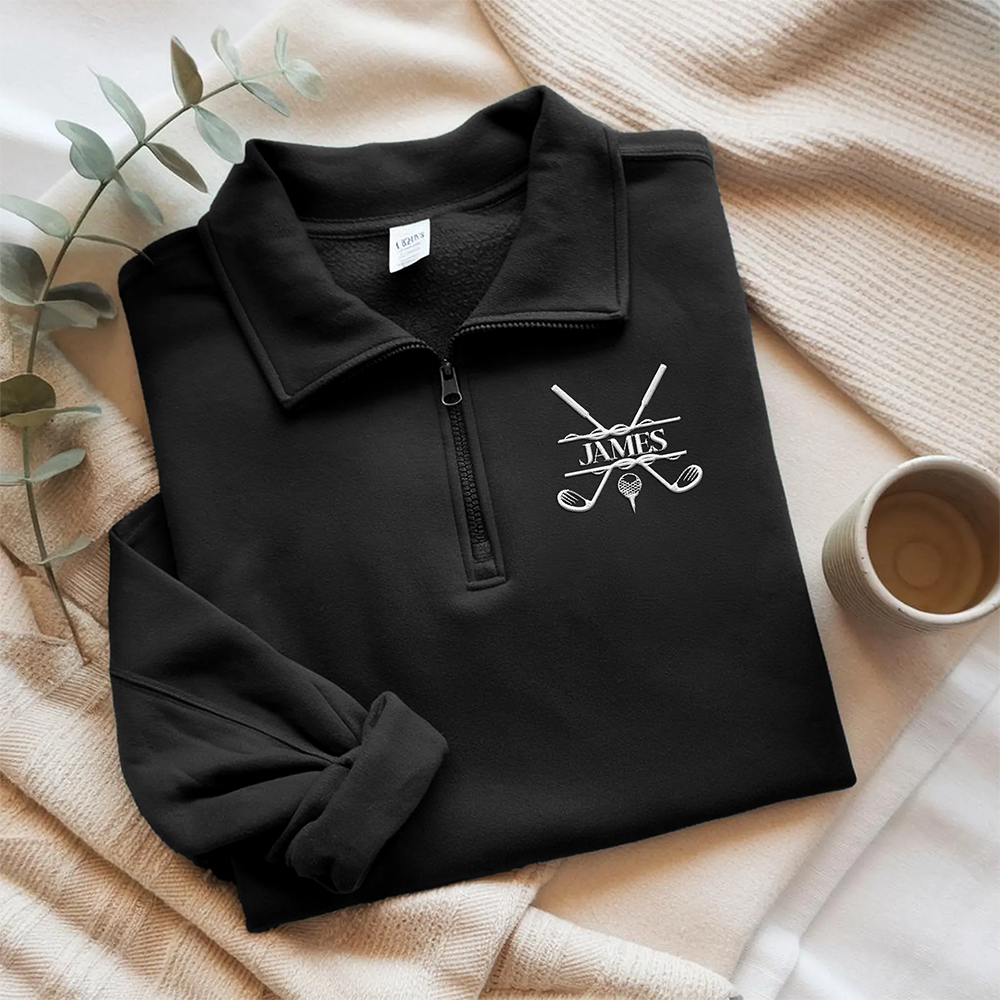 Custom Name With Golf Icon On Golf Quarter Zip Sweatshirt For Golfer TH10 898169