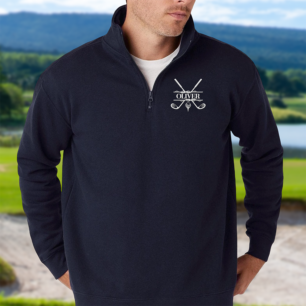 Custom Name With Golf Icon On Golf Quarter Zip Sweatshirt For Golfer TH10 898169