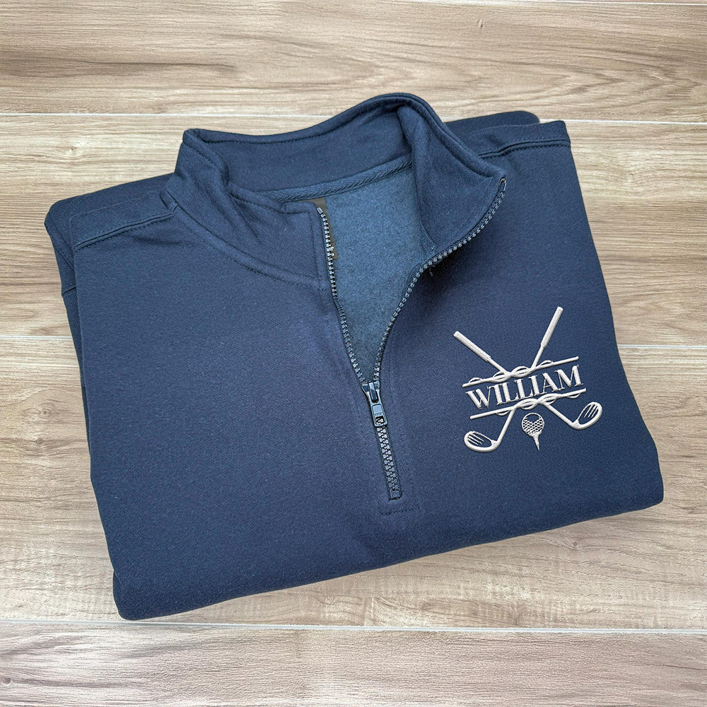 Custom Name With Golf Icon On Golf Quarter Zip Sweatshirt For Golfer TH10 898169
