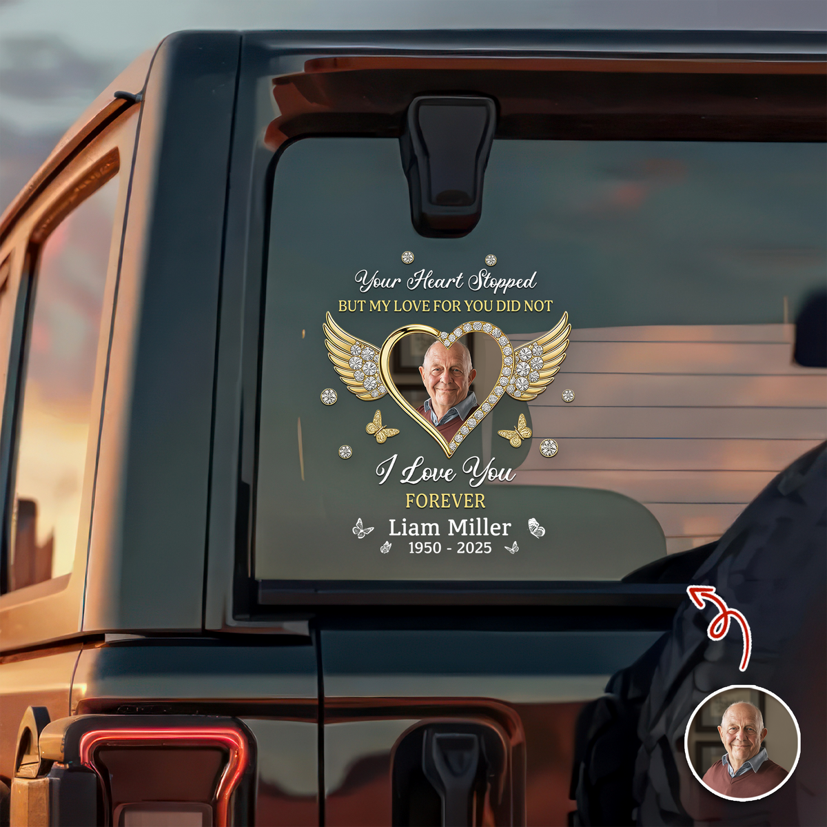 Custom Photo I Love You Forever Memorial Car Sticker HO82 900982