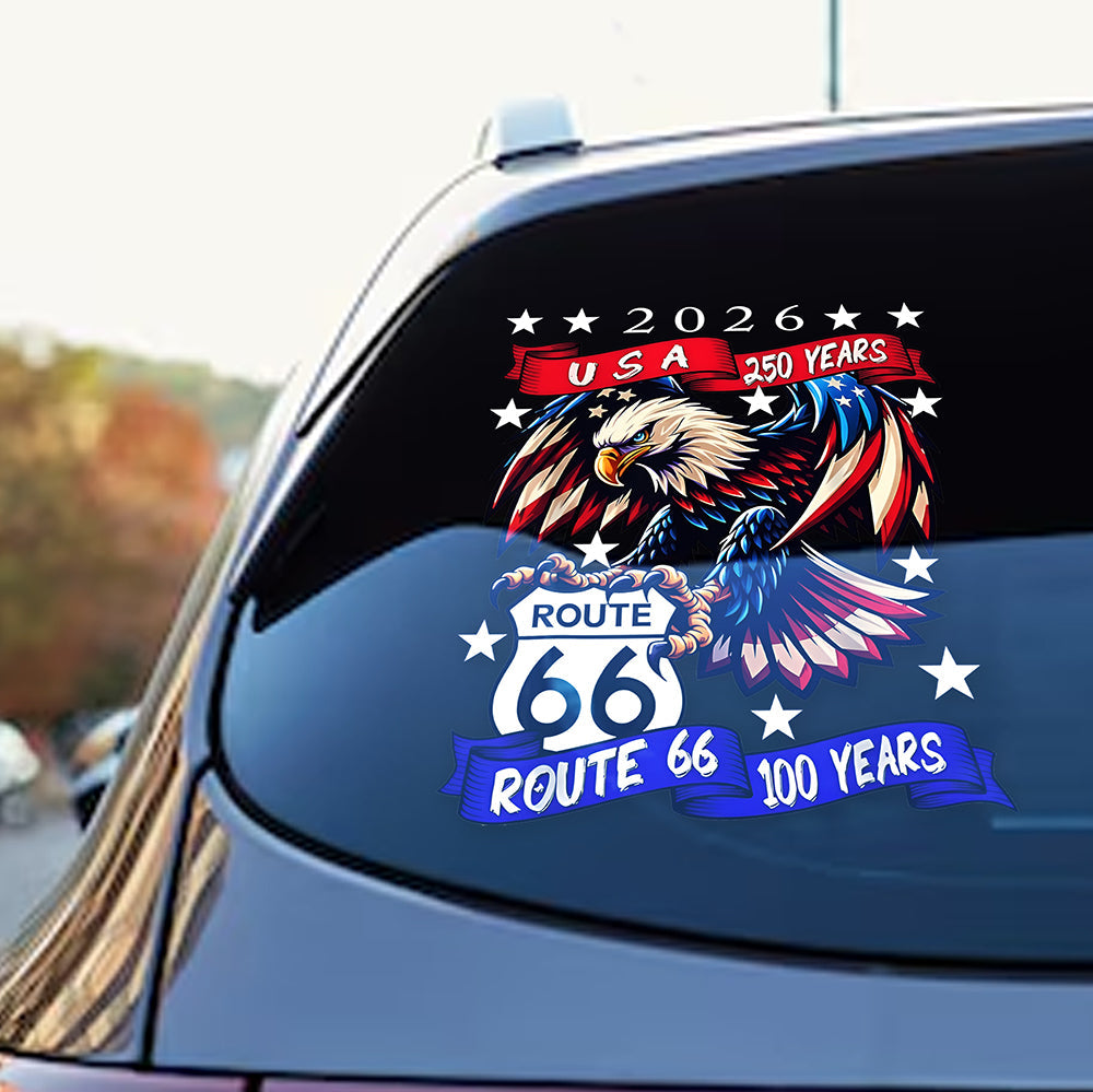 USA 250 Years, Route 66 100 Years Car Window Decal Sticker For Car Lover TH10 898465