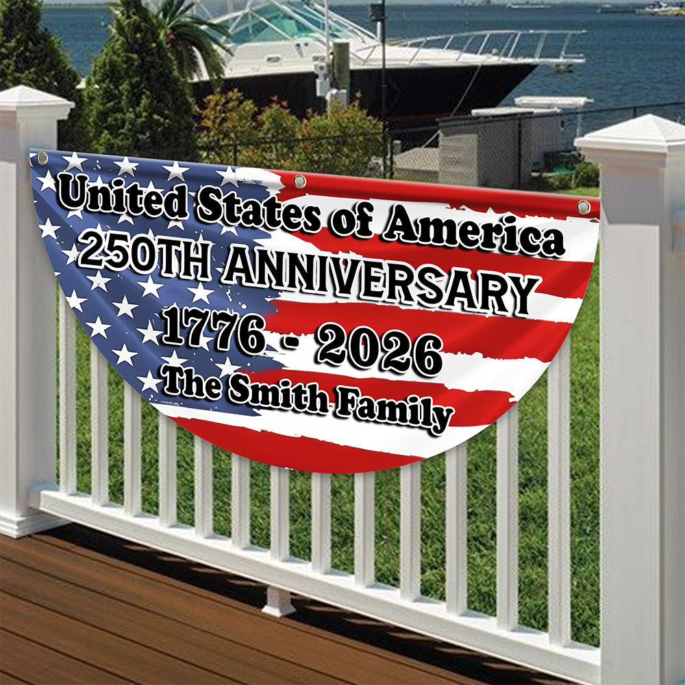 Custom Family Name USA 250th Anniversary Non-Pleated Fan Flag TH10 898295