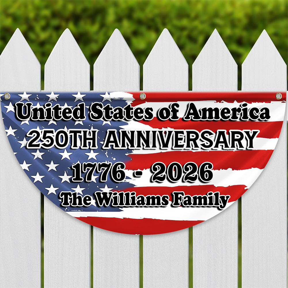 Custom Family Name USA 250th Anniversary Non-Pleated Fan Flag TH10 898295