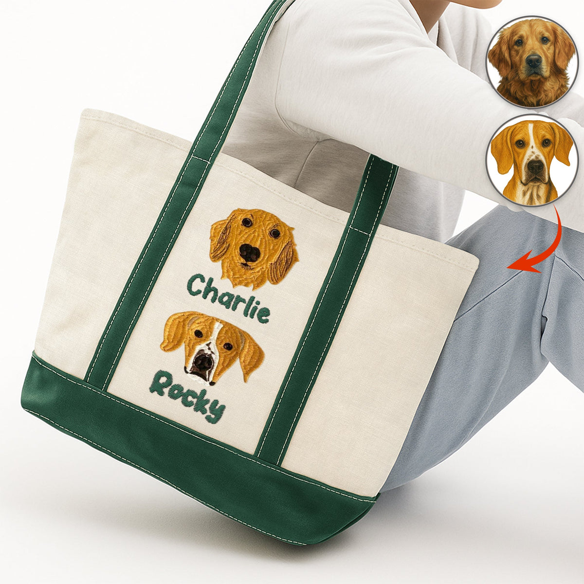 Custom Pet Face Embroidered Monogram Beach Bag HO82 894238