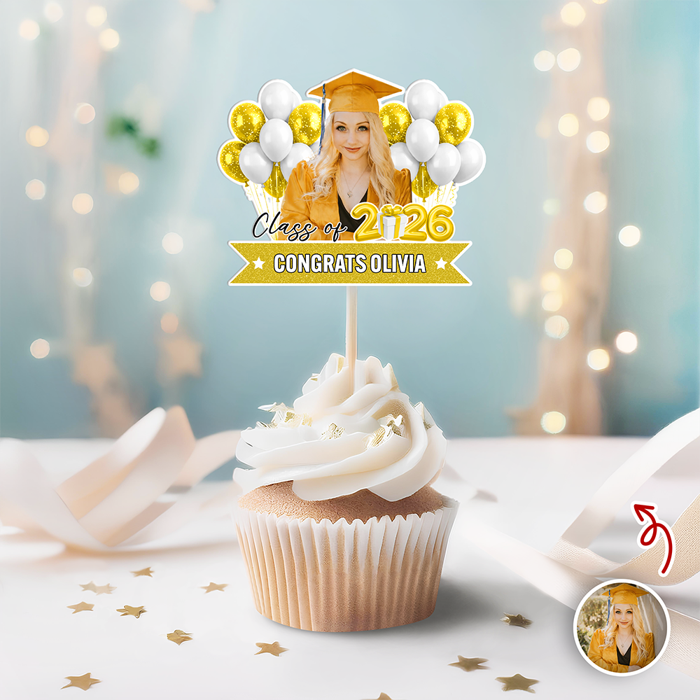 Custom Senior Photo Class Of 2026 Cupcake Topper Graduation Party CH07 910666