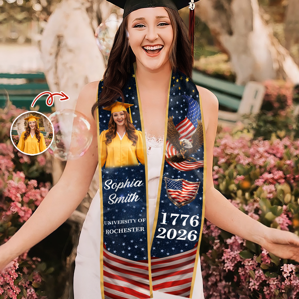 Custom Photo Eagle USA 250 Years 1776-2026 Graduation Stole TH10 898639