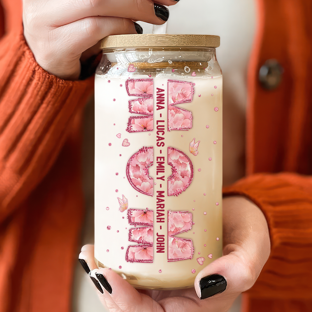 Custom Photo Best Mom Ever Mother's Day Glass Can With Lid TH10 892525