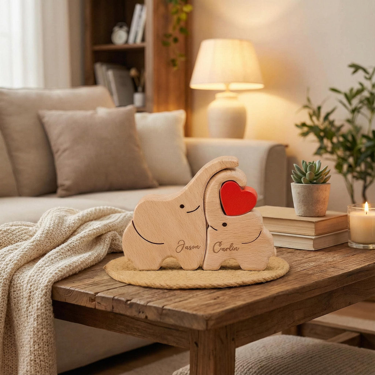 Custom Elephant Family Shaped Wooden Puzzle - Mothers Day Father Day Gifts CH07 910524
