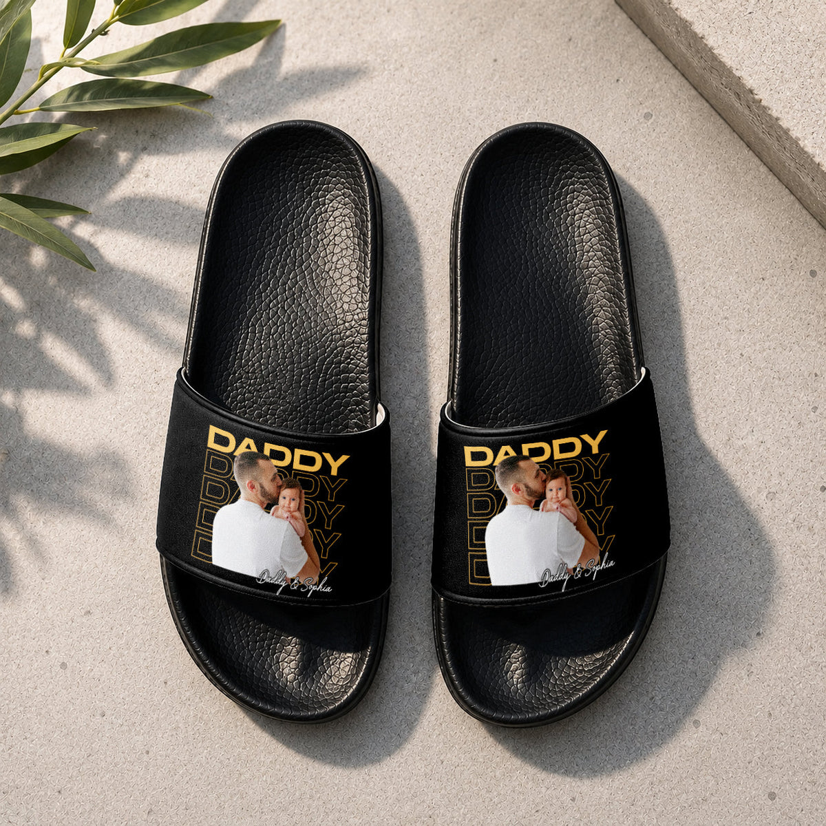 Custom Photo Dad Grandpa Title Personalized Slide Sandals - Gift For Dad Mom, Father's Day HA75 921490