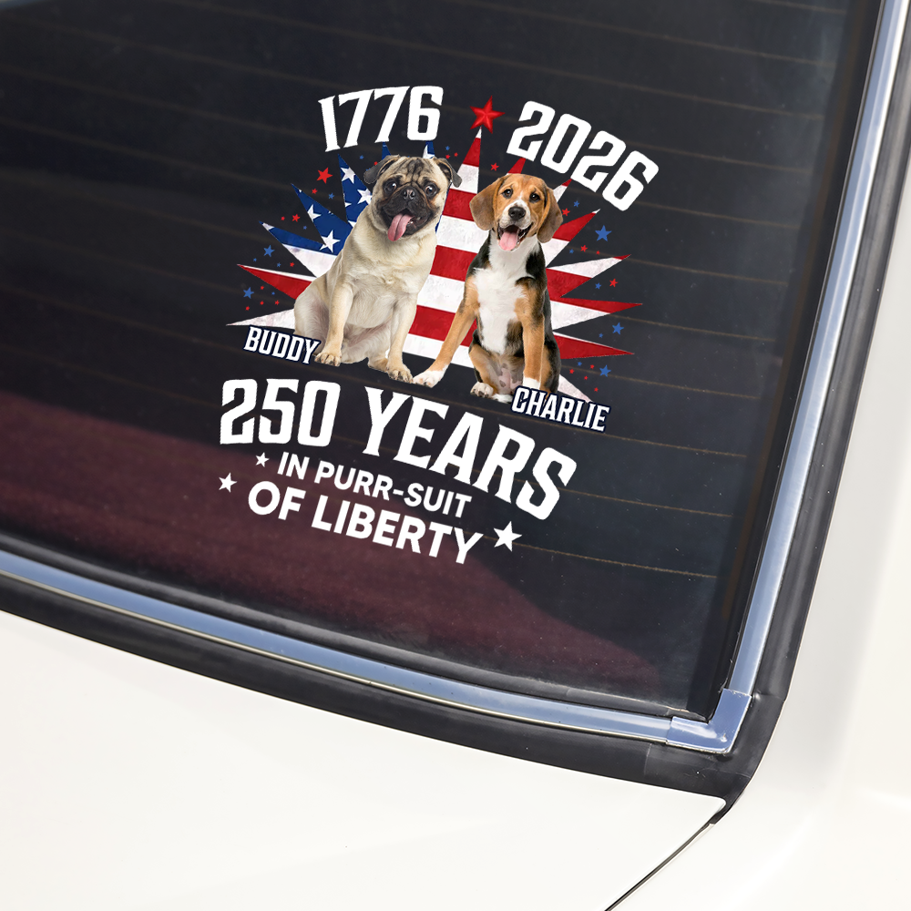 Custom Photo 250 Years In Purr-suit Of Liberty Vintage Dog Car Sticker HO82 901236
