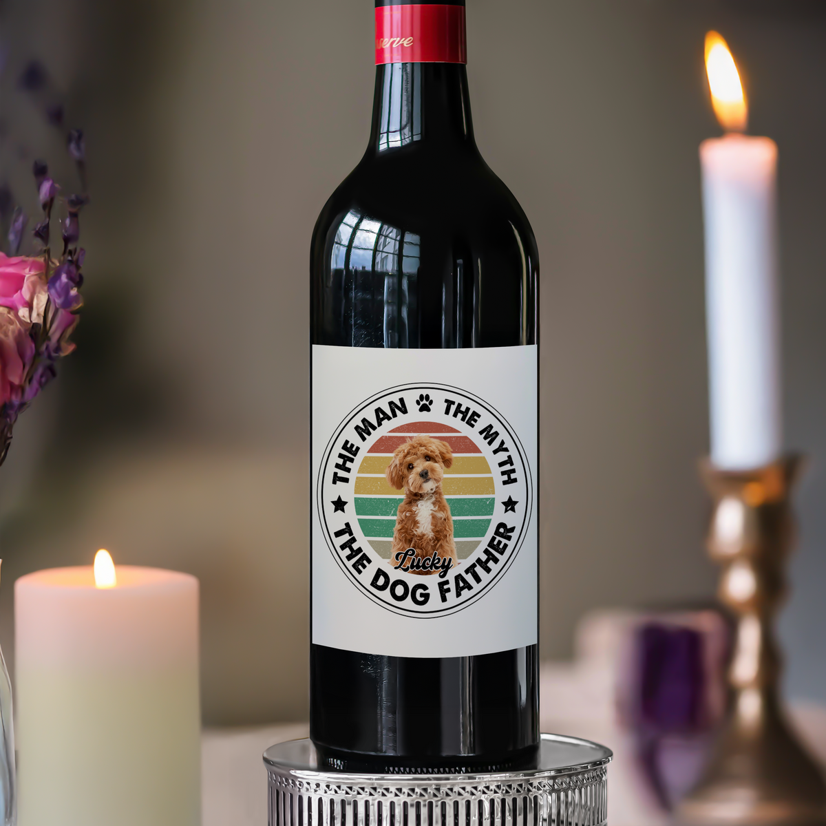 Custom Photo The Man The Myth The Dog Father Wine Label LM32 893893