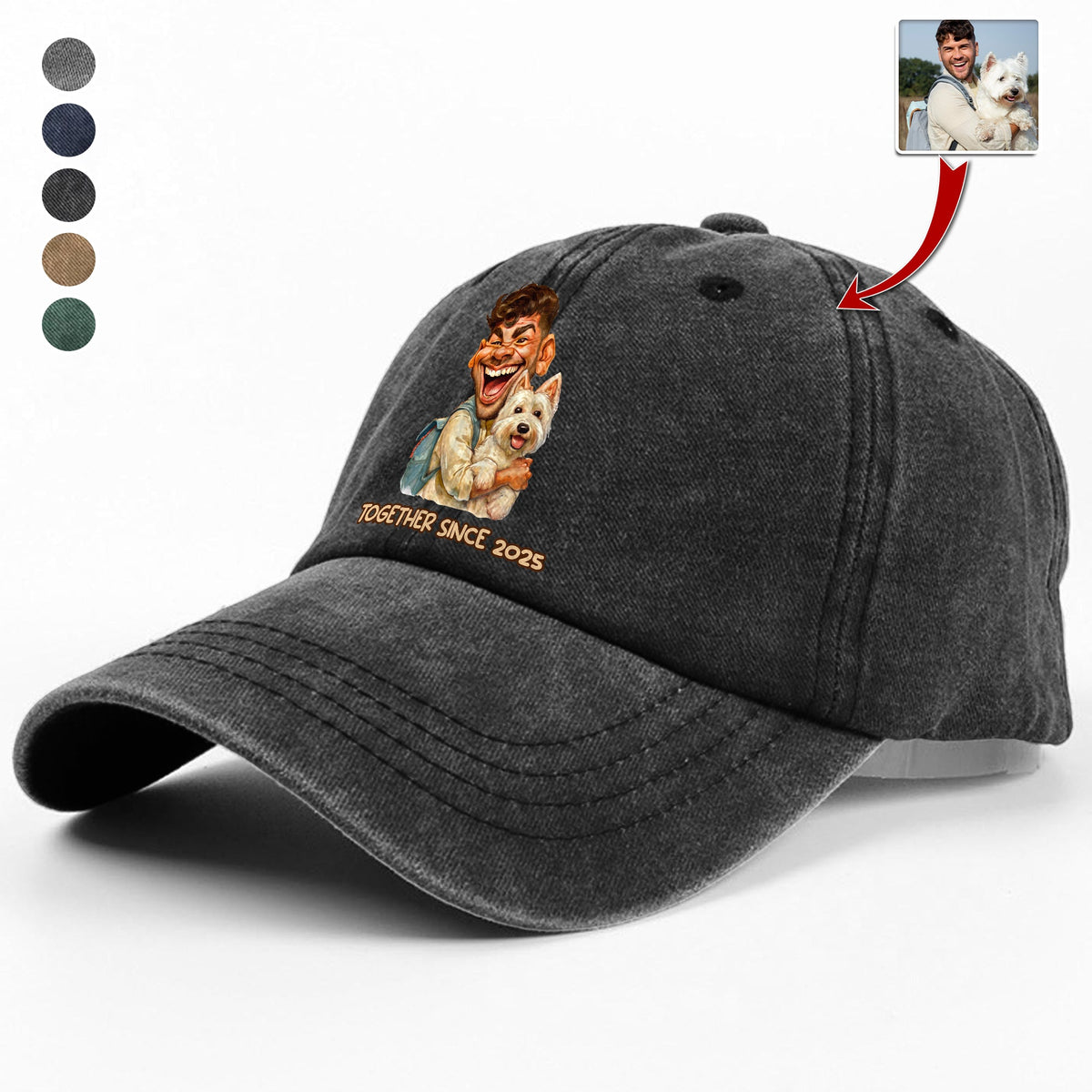 Caricature Your Photo - Custom Vintage Washed Denim Baseball Cap TH10 894505
