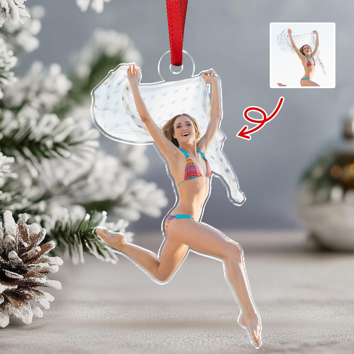 Custom Funny Photo Christmas Acrylic Ornament Christmas Gift HA75 897828