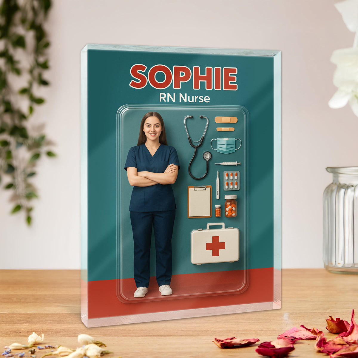Custom Photo 3D Effect Nurse Figure Acrylic Block Plaque, Unique Keepsake HO82 893910