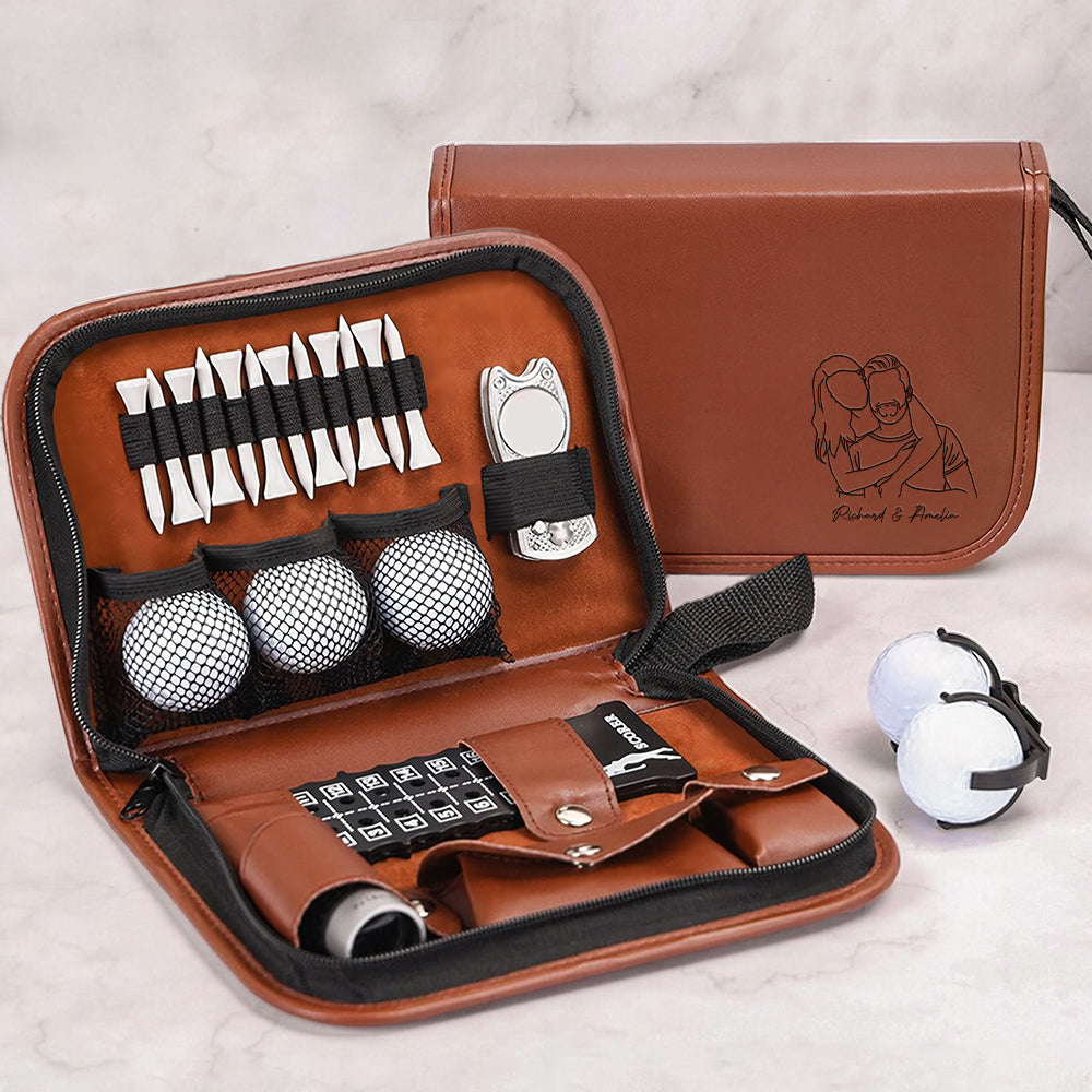 Custom Portrait Photo Drawing Style Couple Golf Set Engraved Accessories HA75 898654