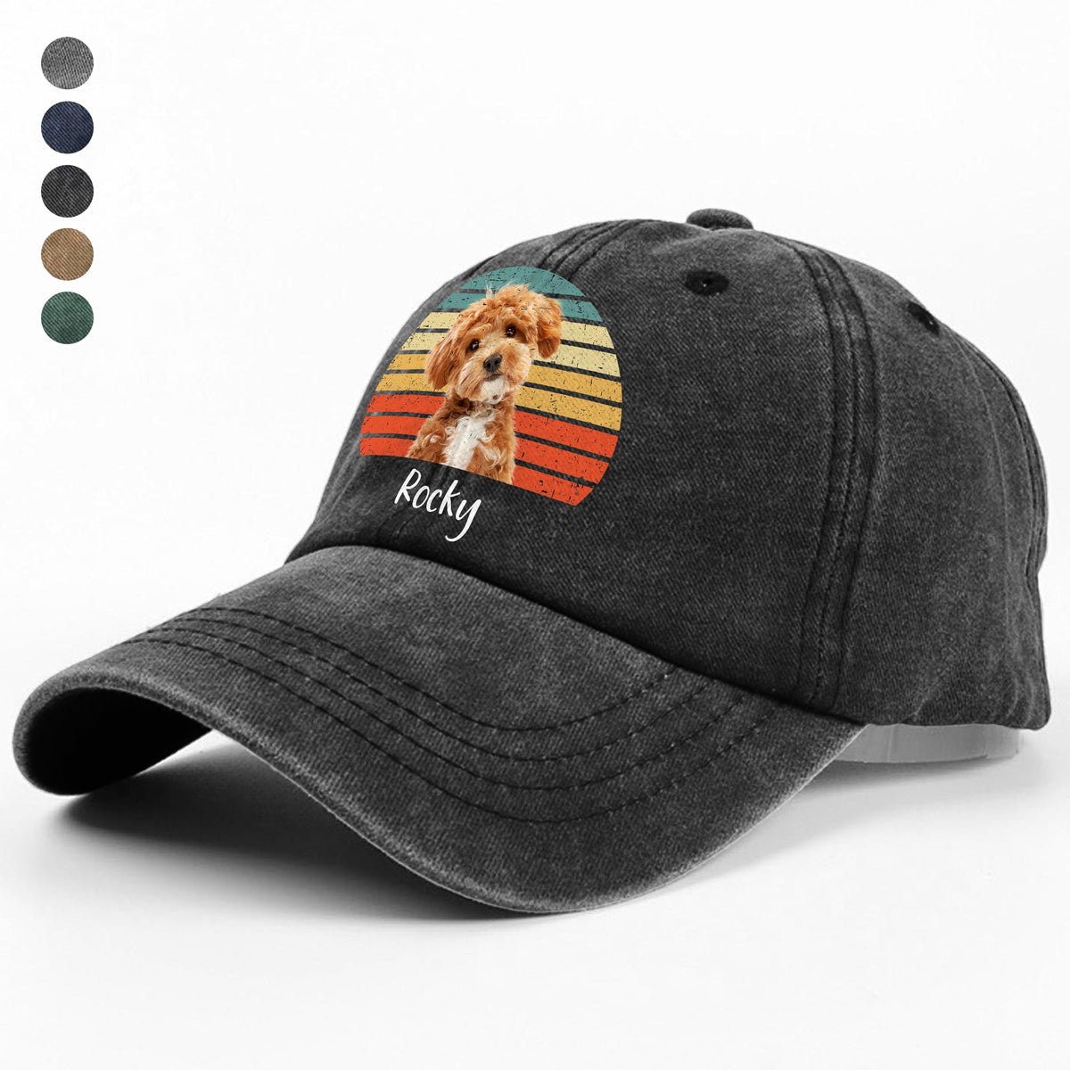 Custom Photo Dog Vintage Retro Washed Denim Baseball Cap HA75 897228