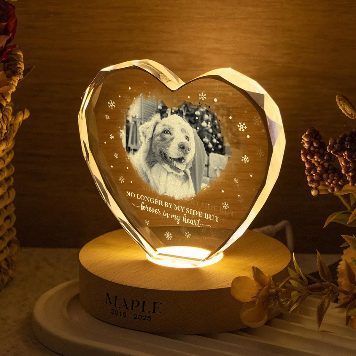 Custom Photo Forever Loved Memorial Dog Cat Engraved Crystal Photo With Light HA75 898214