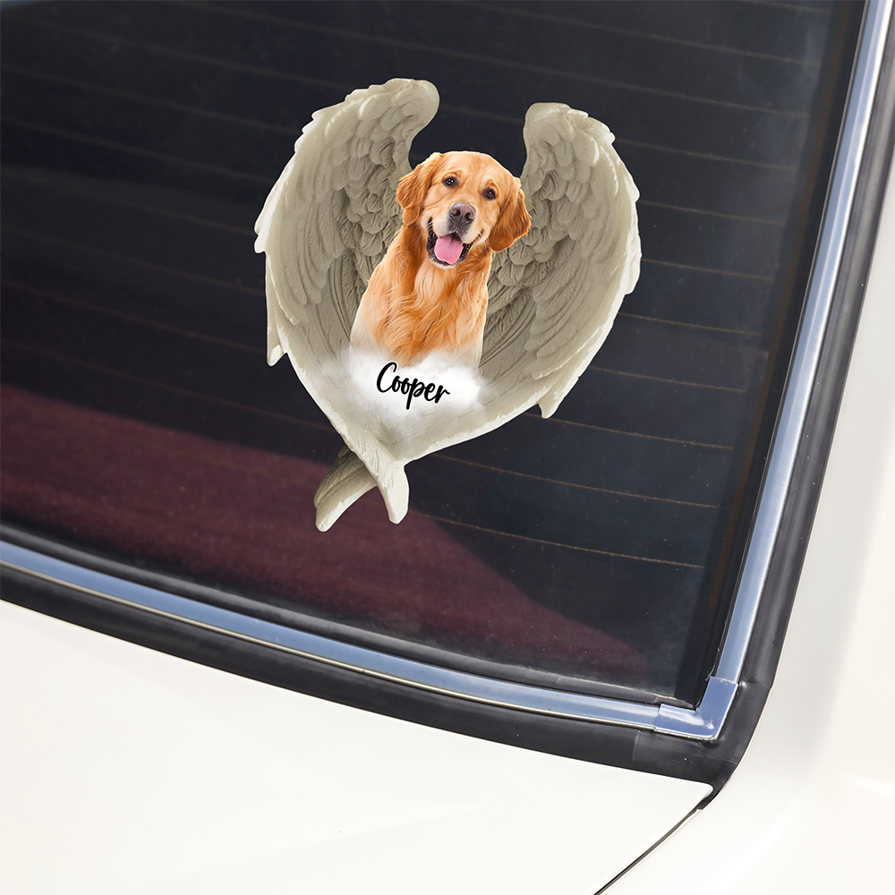 Custom Photo Pet Within Angel Wings Memorial Dog Cat Car Sticker HO82 900988