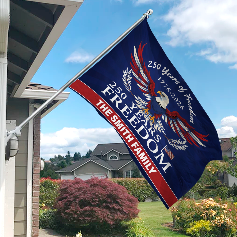 Personalized Family Name 250 Years of Freedom Patriotic Banner House Flag HA75 898794