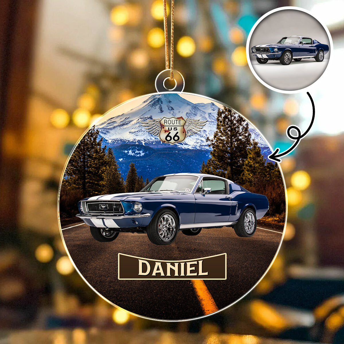 Vintage Route 66 - Personalized Car Photo Acrylic Ornament HA75 897254
